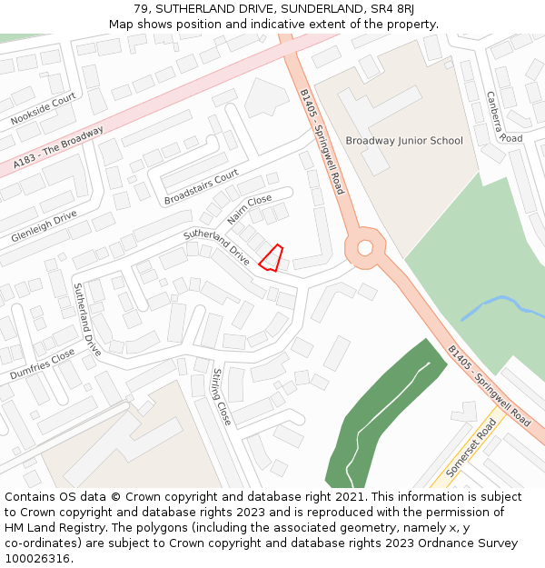 79, SUTHERLAND DRIVE, SUNDERLAND, SR4 8RJ: Location map and indicative extent of plot