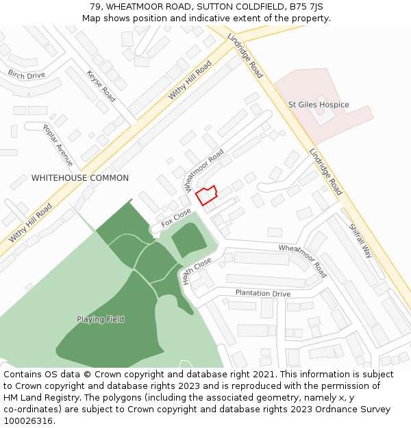 79, WHEATMOOR ROAD, SUTTON COLDFIELD, B75 7JS: Location map and indicative extent of plot