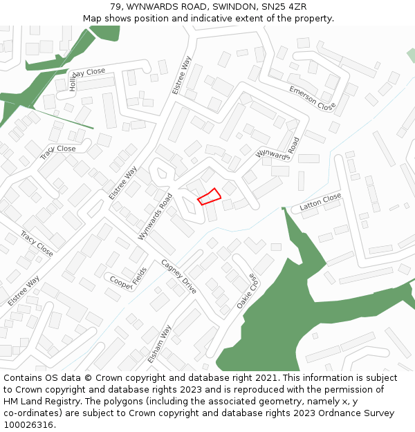 79, WYNWARDS ROAD, SWINDON, SN25 4ZR: Location map and indicative extent of plot