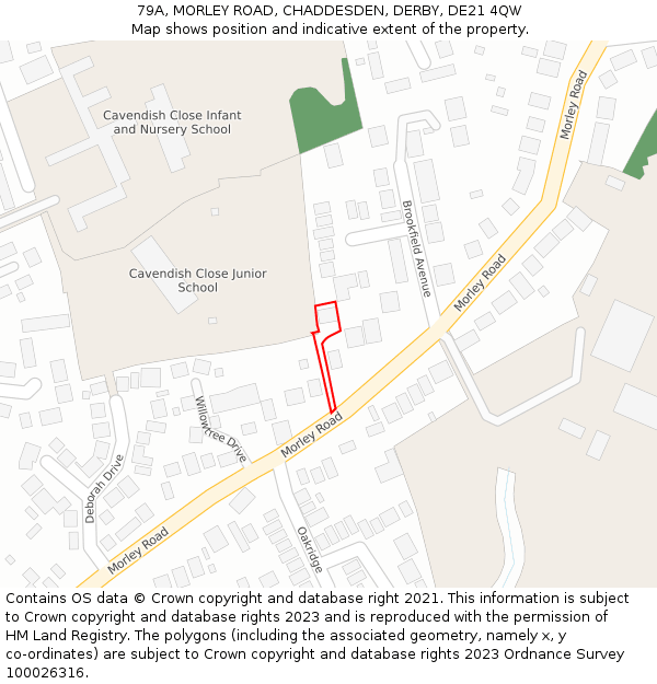 79A, MORLEY ROAD, CHADDESDEN, DERBY, DE21 4QW: Location map and indicative extent of plot