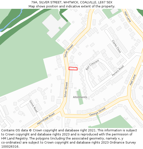 79A, SILVER STREET, WHITWICK, COALVILLE, LE67 5EX: Location map and indicative extent of plot