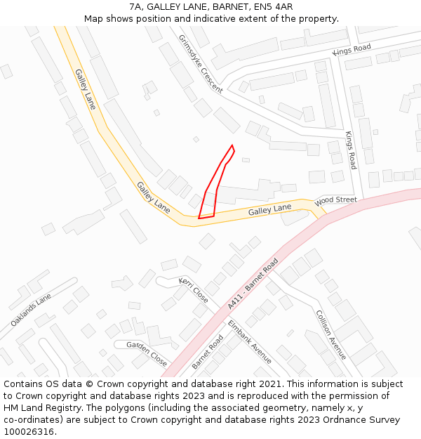 7A, GALLEY LANE, BARNET, EN5 4AR: Location map and indicative extent of plot