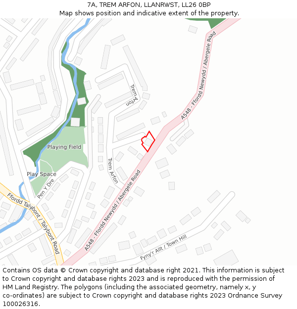 7A, TREM ARFON, LLANRWST, LL26 0BP: Location map and indicative extent of plot