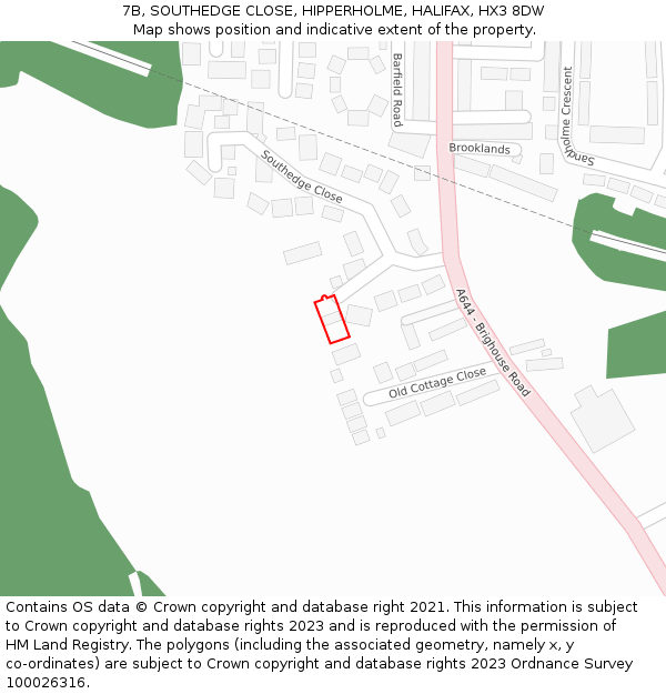 7B, SOUTHEDGE CLOSE, HIPPERHOLME, HALIFAX, HX3 8DW: Location map and indicative extent of plot