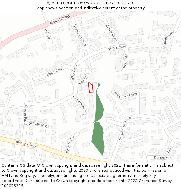 8, ACER CROFT, OAKWOOD, DERBY, DE21 2EG: Location map and indicative extent of plot