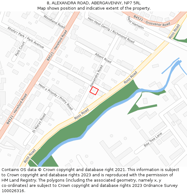 8, ALEXANDRA ROAD, ABERGAVENNY, NP7 5RL: Location map and indicative extent of plot