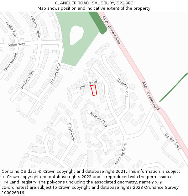 8, ANGLER ROAD, SALISBURY, SP2 9PB: Location map and indicative extent of plot