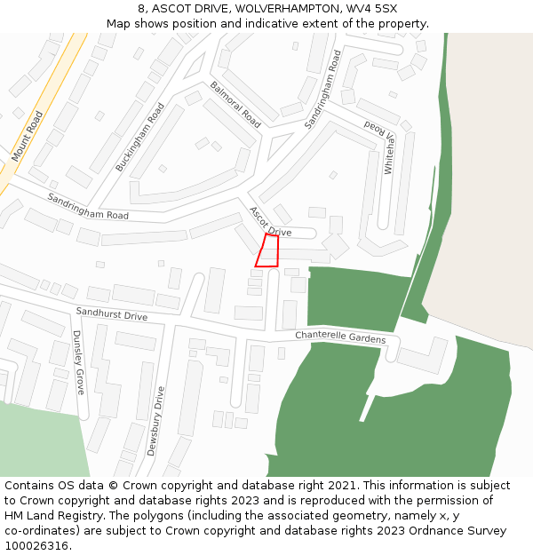 8, ASCOT DRIVE, WOLVERHAMPTON, WV4 5SX: Location map and indicative extent of plot