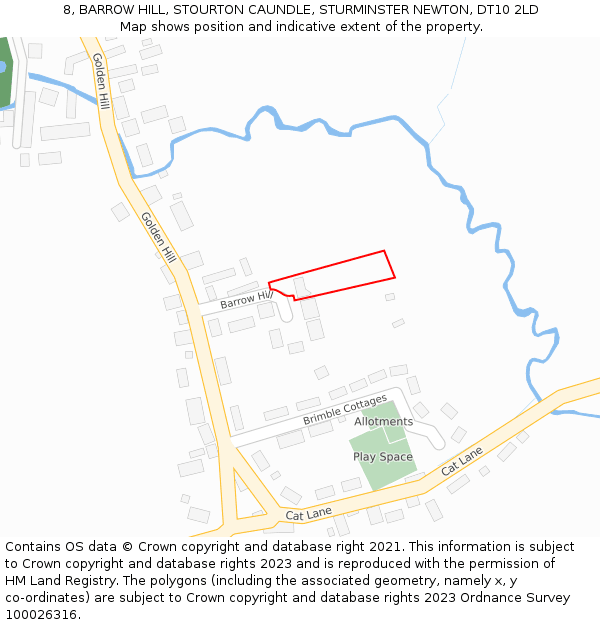 8, BARROW HILL, STOURTON CAUNDLE, STURMINSTER NEWTON, DT10 2LD: Location map and indicative extent of plot