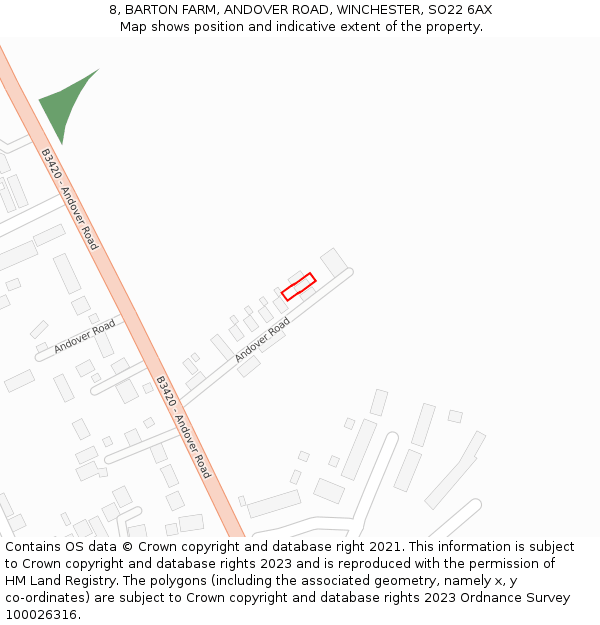 8, BARTON FARM, ANDOVER ROAD, WINCHESTER, SO22 6AX: Location map and indicative extent of plot