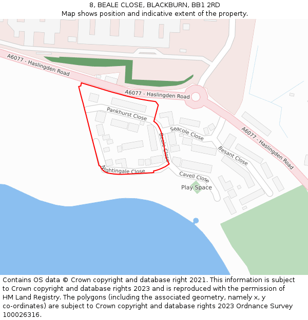 8, BEALE CLOSE, BLACKBURN, BB1 2RD: Location map and indicative extent of plot