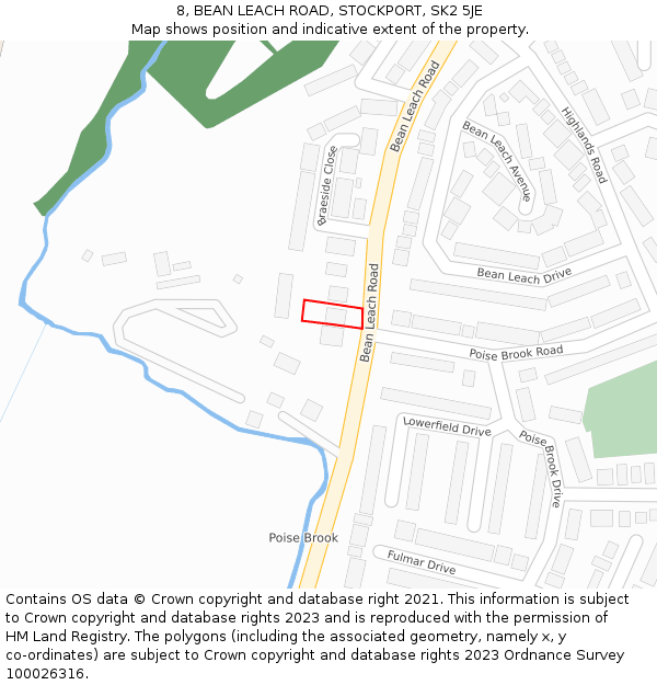 8, BEAN LEACH ROAD, STOCKPORT, SK2 5JE: Location map and indicative extent of plot