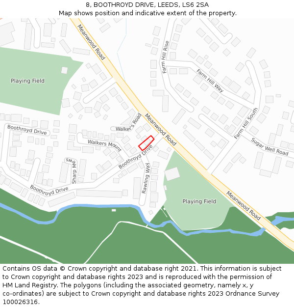 8, BOOTHROYD DRIVE, LEEDS, LS6 2SA: Location map and indicative extent of plot