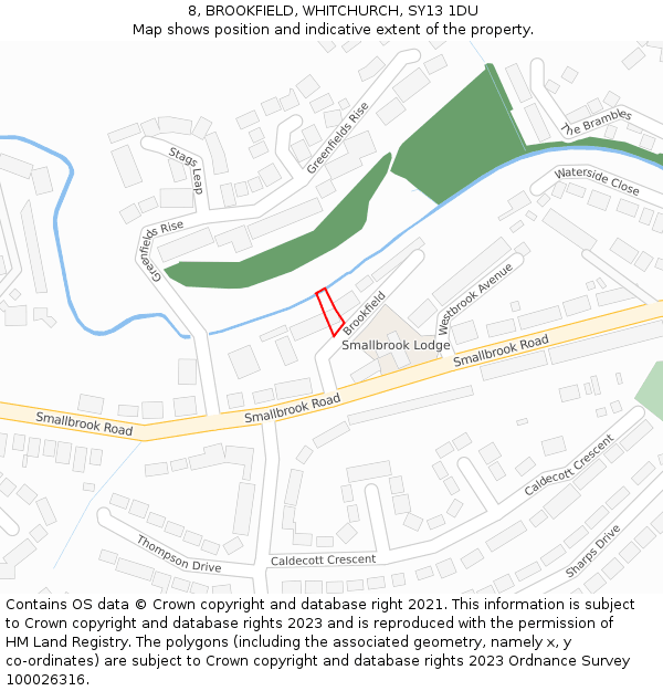 8, BROOKFIELD, WHITCHURCH, SY13 1DU: Location map and indicative extent of plot