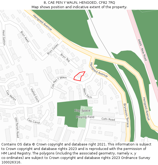 8, CAE PEN Y WAUN, HENGOED, CF82 7RQ: Location map and indicative extent of plot