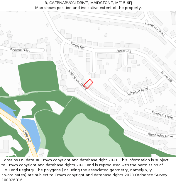 8, CAERNARVON DRIVE, MAIDSTONE, ME15 6FJ: Location map and indicative extent of plot