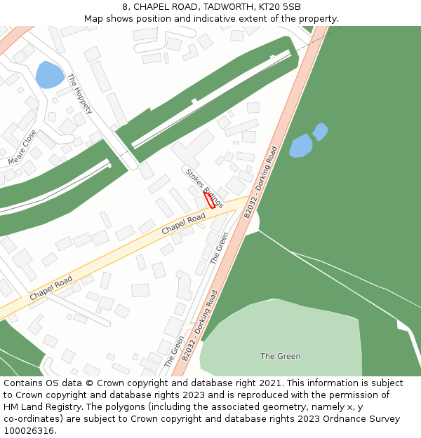 8, CHAPEL ROAD, TADWORTH, KT20 5SB: Location map and indicative extent of plot