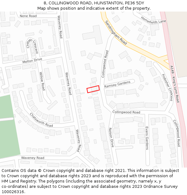 8, COLLINGWOOD ROAD, HUNSTANTON, PE36 5DY: Location map and indicative extent of plot