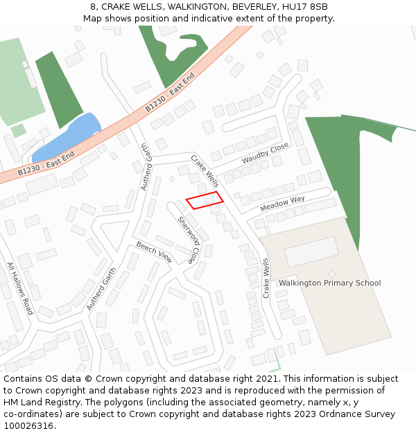 8, CRAKE WELLS, WALKINGTON, BEVERLEY, HU17 8SB: Location map and indicative extent of plot