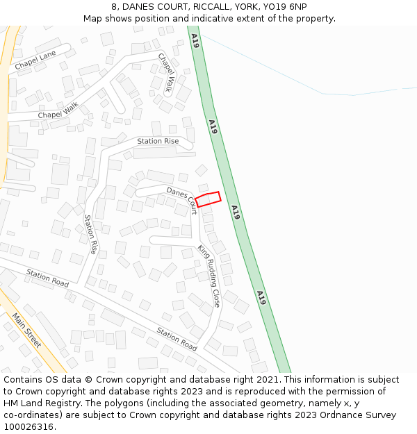 8, DANES COURT, RICCALL, YORK, YO19 6NP: Location map and indicative extent of plot