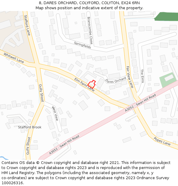 8, DARES ORCHARD, COLYFORD, COLYTON, EX24 6RN: Location map and indicative extent of plot