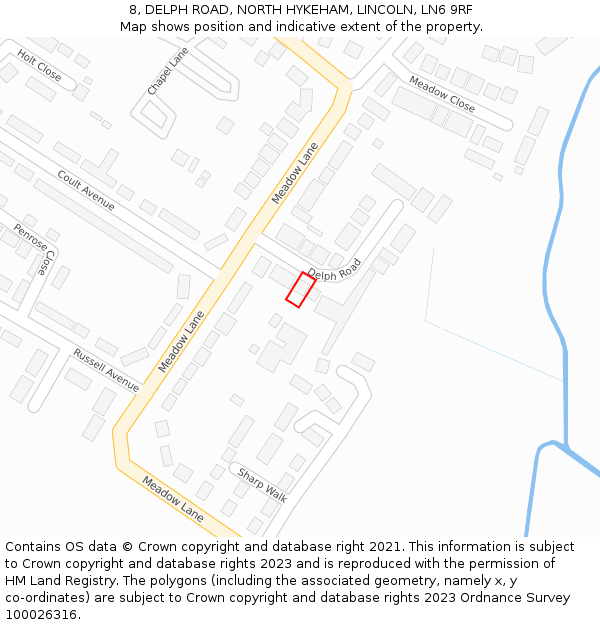 8, DELPH ROAD, NORTH HYKEHAM, LINCOLN, LN6 9RF: Location map and indicative extent of plot