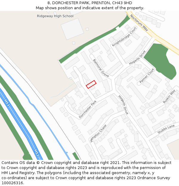 8, DORCHESTER PARK, PRENTON, CH43 9HD: Location map and indicative extent of plot