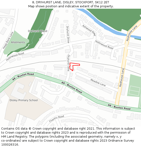 8, DRYHURST LANE, DISLEY, STOCKPORT, SK12 2ET: Location map and indicative extent of plot