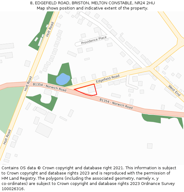 8, EDGEFIELD ROAD, BRISTON, MELTON CONSTABLE, NR24 2HU: Location map and indicative extent of plot