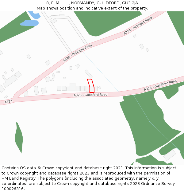 8, ELM HILL, NORMANDY, GUILDFORD, GU3 2JA: Location map and indicative extent of plot