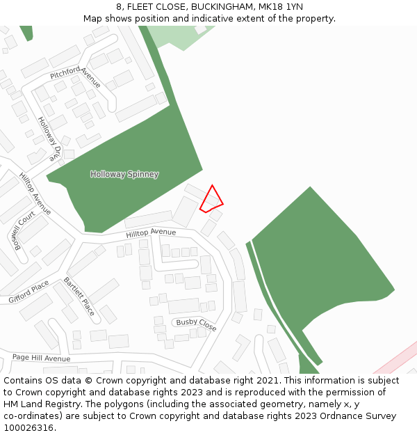 8, FLEET CLOSE, BUCKINGHAM, MK18 1YN: Location map and indicative extent of plot