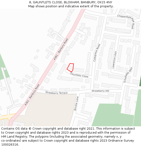 8, GAUNTLETS CLOSE, BLOXHAM, BANBURY, OX15 4NY: Location map and indicative extent of plot