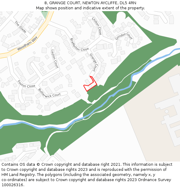 8, GRANGE COURT, NEWTON AYCLIFFE, DL5 4RN: Location map and indicative extent of plot