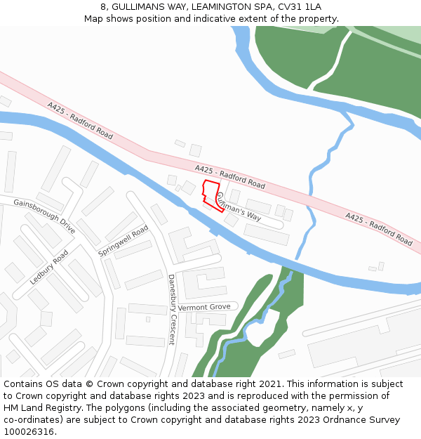 8, GULLIMANS WAY, LEAMINGTON SPA, CV31 1LA: Location map and indicative extent of plot