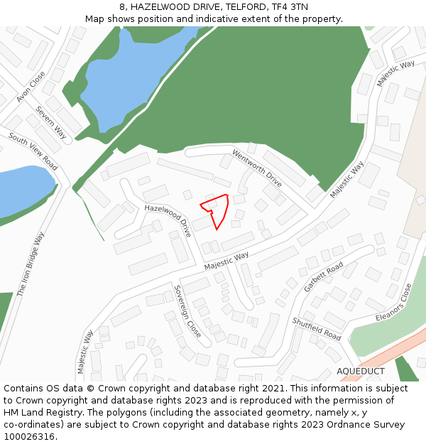 8, HAZELWOOD DRIVE, TELFORD, TF4 3TN: Location map and indicative extent of plot