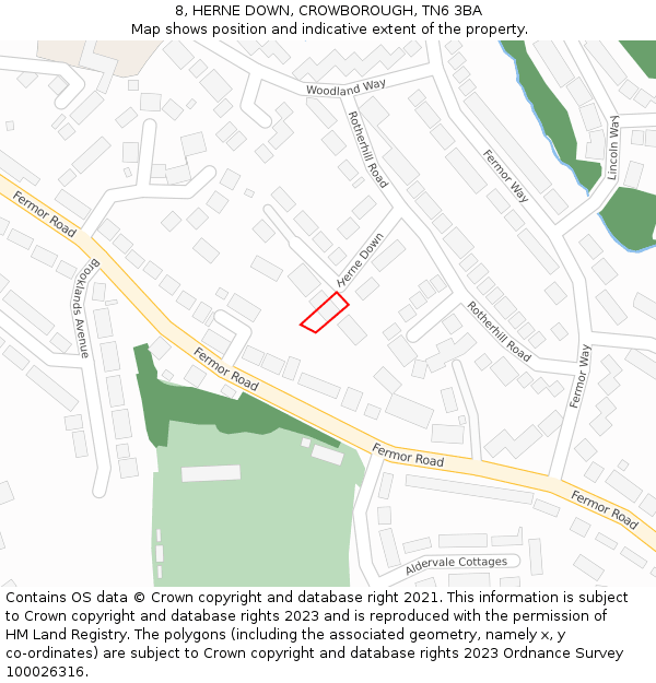 8, HERNE DOWN, CROWBOROUGH, TN6 3BA: Location map and indicative extent of plot