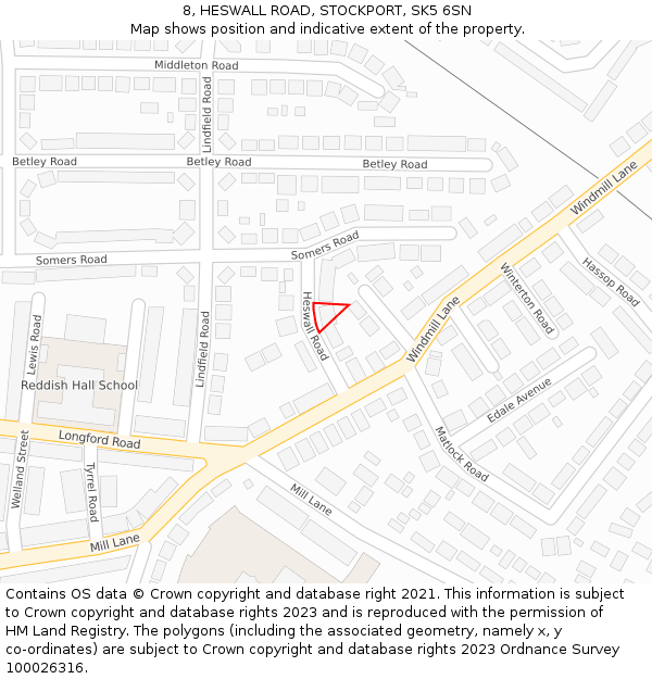 8, HESWALL ROAD, STOCKPORT, SK5 6SN: Location map and indicative extent of plot