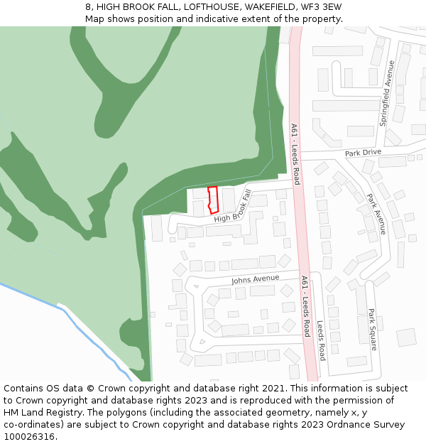 8, HIGH BROOK FALL, LOFTHOUSE, WAKEFIELD, WF3 3EW: Location map and indicative extent of plot