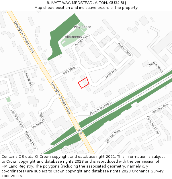 8, IVATT WAY, MEDSTEAD, ALTON, GU34 5LJ: Location map and indicative extent of plot