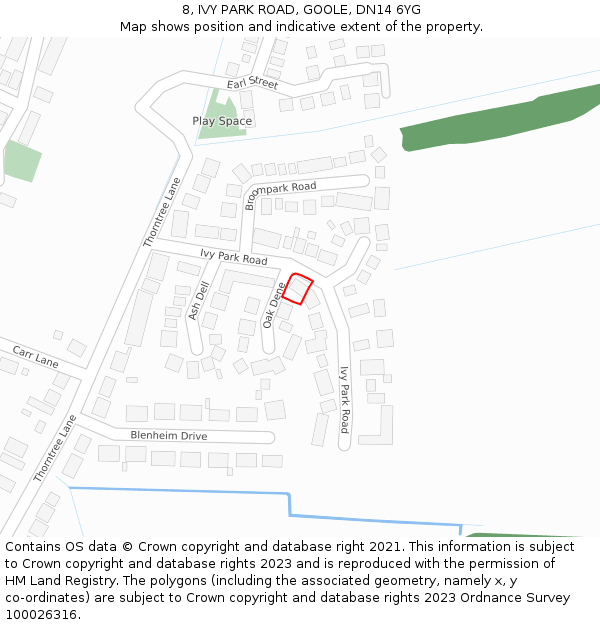 8, IVY PARK ROAD, GOOLE, DN14 6YG: Location map and indicative extent of plot