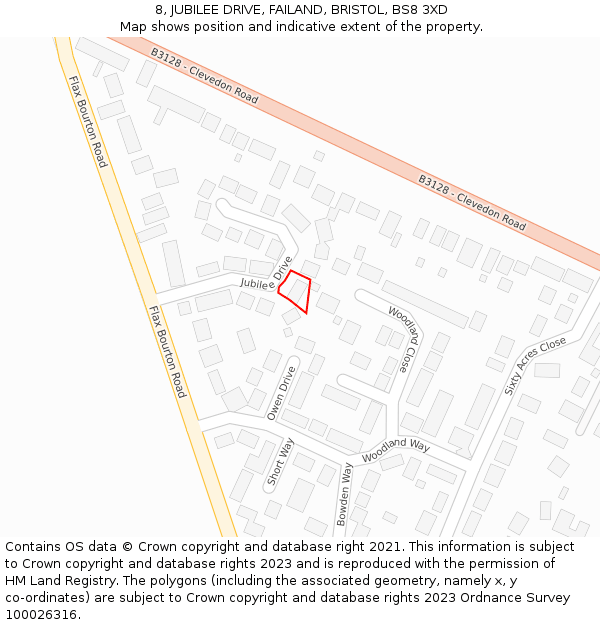 8, JUBILEE DRIVE, FAILAND, BRISTOL, BS8 3XD: Location map and indicative extent of plot