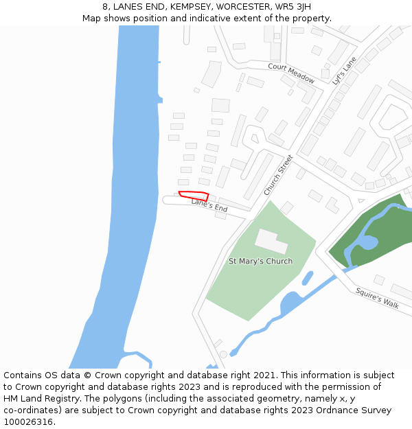 8, LANES END, KEMPSEY, WORCESTER, WR5 3JH: Location map and indicative extent of plot