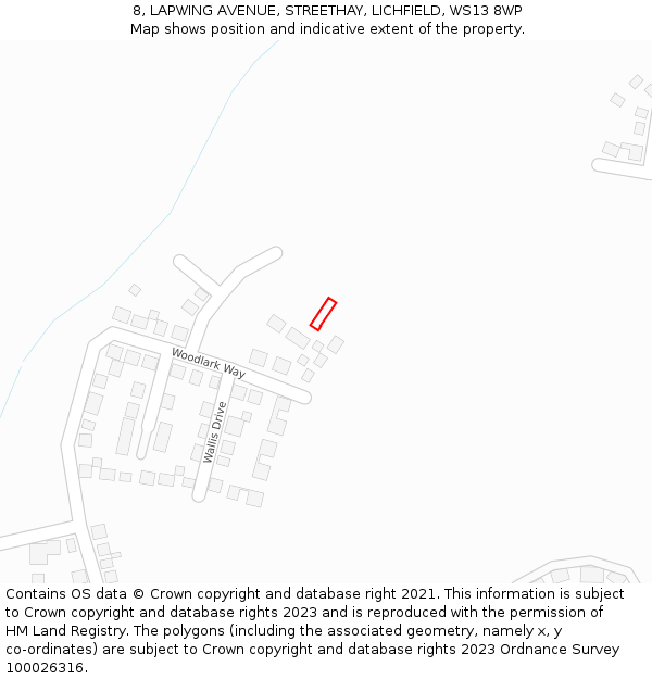 8, LAPWING AVENUE, STREETHAY, LICHFIELD, WS13 8WP: Location map and indicative extent of plot