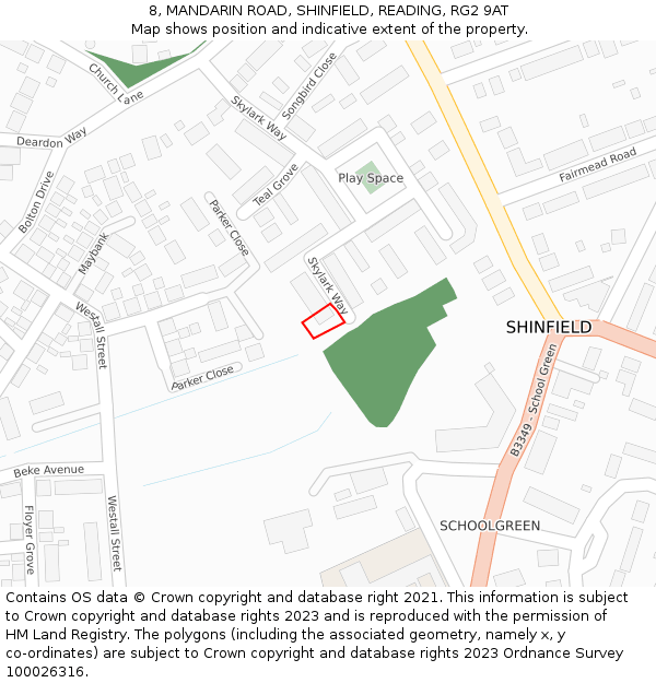 8, MANDARIN ROAD, SHINFIELD, READING, RG2 9AT: Location map and indicative extent of plot