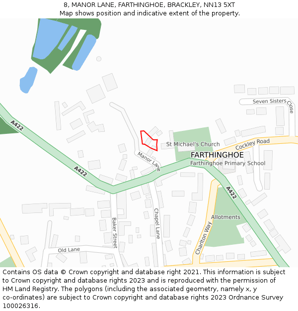 8, MANOR LANE, FARTHINGHOE, BRACKLEY, NN13 5XT: Location map and indicative extent of plot