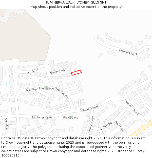 8, MINERVA WALK, LYDNEY, GL15 5NT: Location map and indicative extent of plot