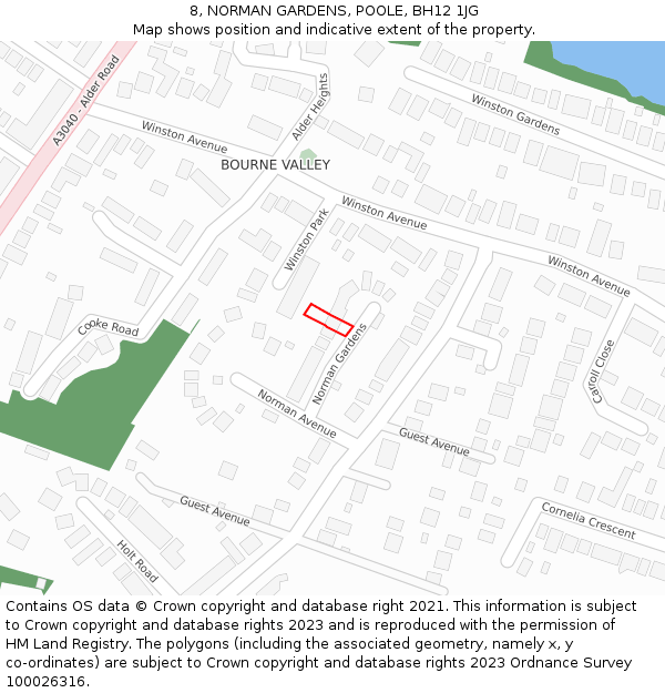 8, NORMAN GARDENS, POOLE, BH12 1JG: Location map and indicative extent of plot