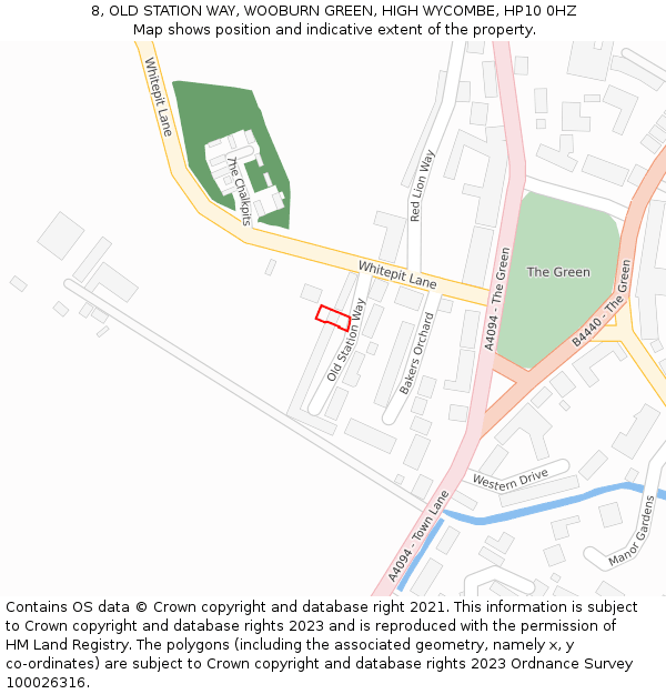 8, OLD STATION WAY, WOOBURN GREEN, HIGH WYCOMBE, HP10 0HZ: Location map and indicative extent of plot