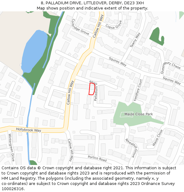 8, PALLADIUM DRIVE, LITTLEOVER, DERBY, DE23 3XH: Location map and indicative extent of plot