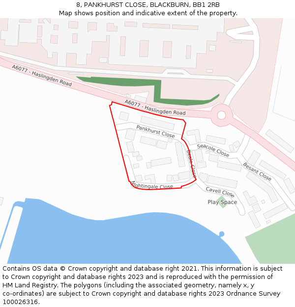 8, PANKHURST CLOSE, BLACKBURN, BB1 2RB: Location map and indicative extent of plot